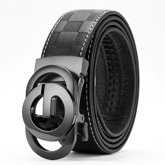 MARIMAX COUTURE Other - Men's Business Casual Leather Belt with Automatic Buckle and Checkerboard Detail